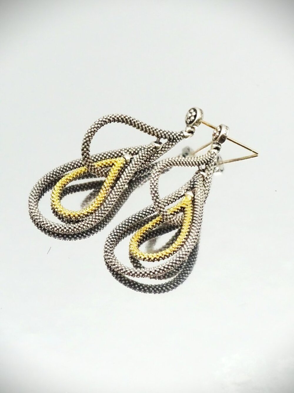 LAGOS Sterling Silver 750 Yellow Gold Carial Drop Earrings